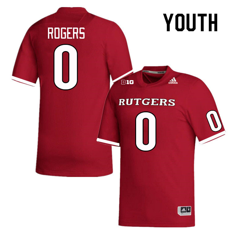 Youth #0 Eric Rogers Rutgers Scarlet Knights College Football Jerseys Stitched Sale-Scarlet